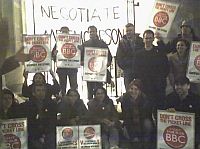 Picture of industrial action at Bush House home of BBC World Service.