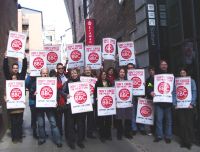 Picture of members displaying union posters at Edinburgh.
