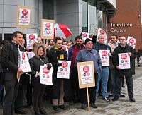 Staff protest at Television Centre, West London