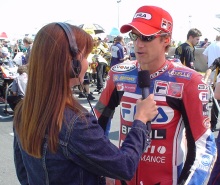 TV interviews like this one with superbike racer Neil Hodgson will be impossible without radio microphones
