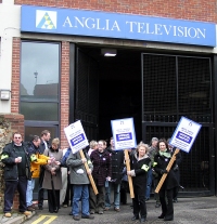 Anglia members on the pavement in Norwich