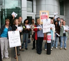 Picture of BBC Vision staff on strike earlier in 2007